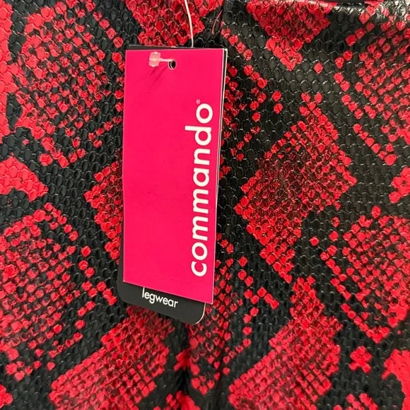 Commando Faux Leather Red Snake Print Leggings - Picture 2 of 5